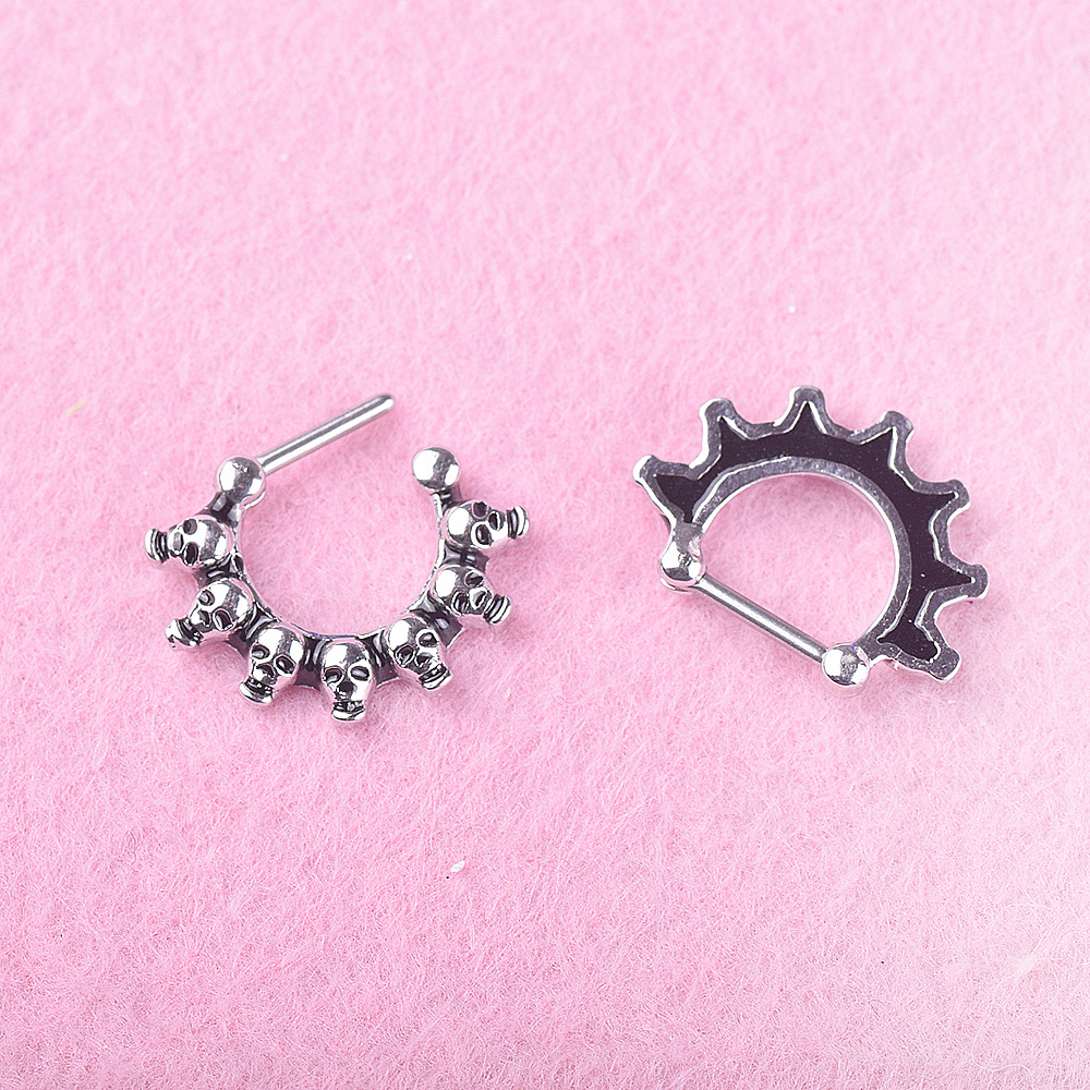 Skull Earrings Steel Earrings Nose Ring Earrings Piercing Jewelry display picture 5