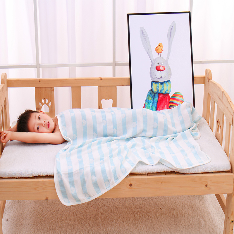 竹纤维双层包边提花方浴巾婴幼儿冰丝毯新生儿多功能毯宝宝包巾