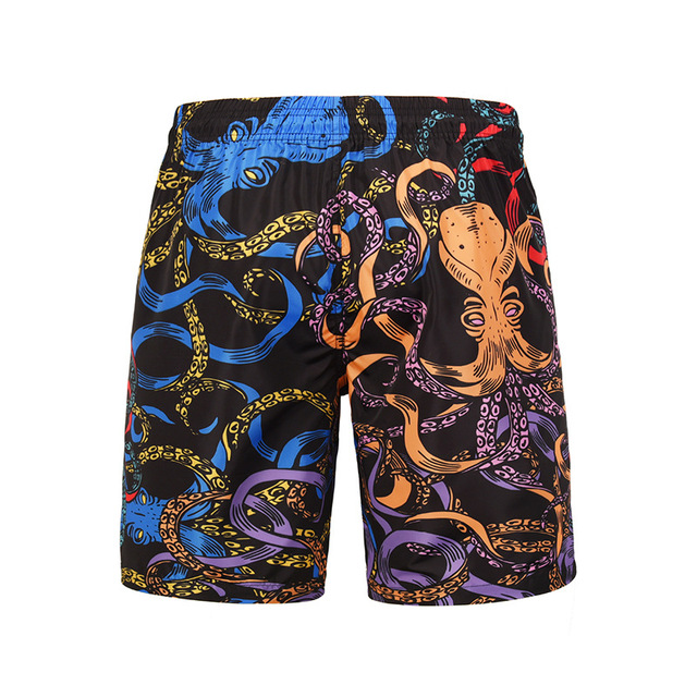summer beach trousers octopus 3-D printed beach trousers