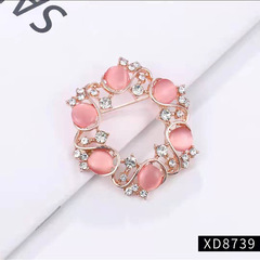 Korean-style fashionable alloy versatile water drill cat's eye stone brooch flower high-end flower ring brooch pin cardigan button pin