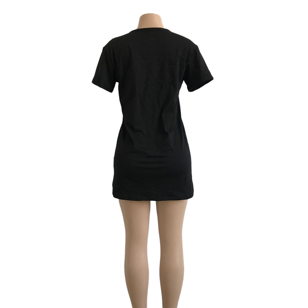 Women'S Gender Patchwork Design Simple Style Style Wholesale Women'S Simple Style Patchwork Solid Color Daily V Neck Short Sleeve Straight Skirt