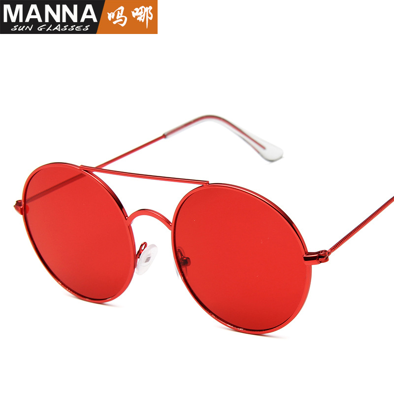 Tiktok, red INS, sunglasses, trendy, fashionable metal circular frame