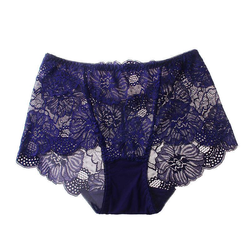 Sexy lace underwear women's mesh transparent cotton crotch breathable seamless ladies large size belly briefs origin supply