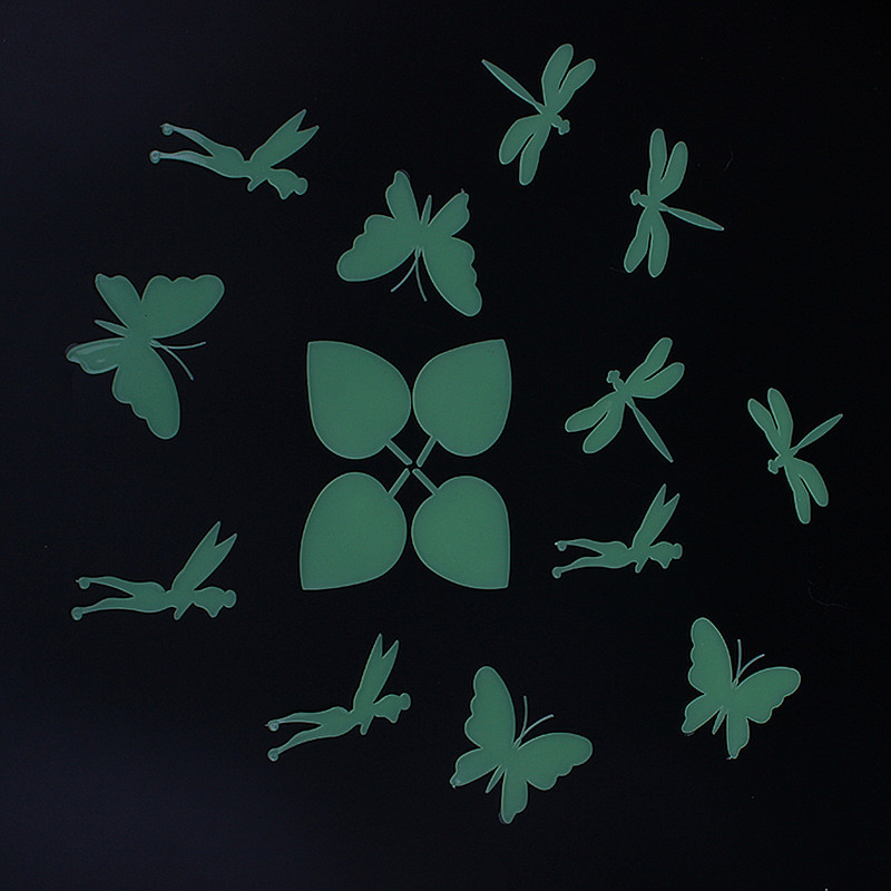 蜻蜓蝴蝶夜光貼跨境學生書房宿舍發光塑料愛心仙女立體熒光牆飾貼