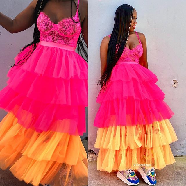 Amazon's Hottest Multi-Color Mesh Cake Skirt Sexy and Fashionable European and American Skirt