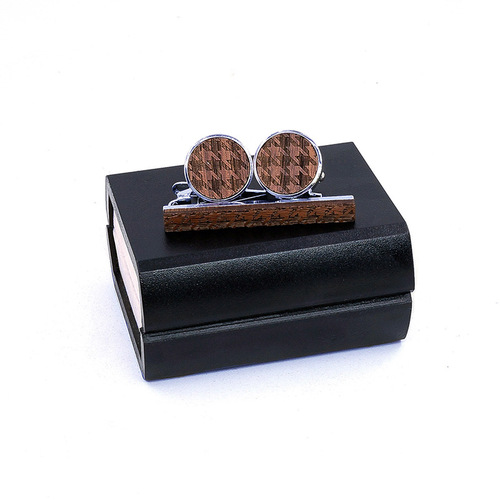 Factory direct sales retro wooden cufflinks tie clip environmentally friendly wooden cufflinks purely handmade