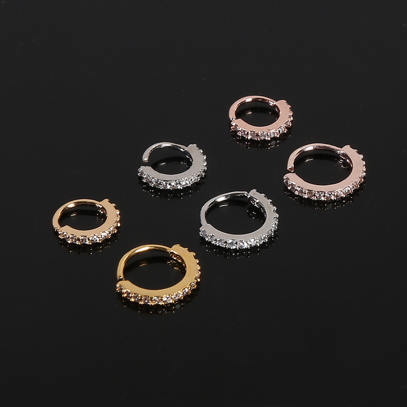 Fashion Round Copper Inlay Zircon Womenu0027S Nose Ring 1 Piece