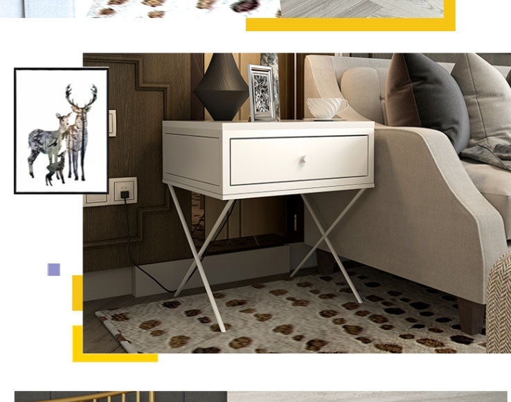 床头柜简约现代床边柜铁艺小柜子酒店北欧卧室简易ins床头柜小