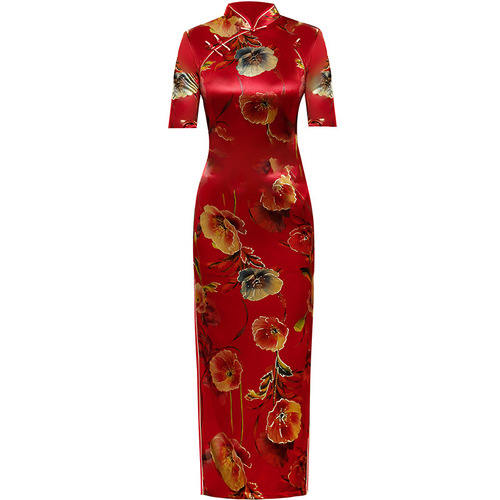 Chinese Dress Qipao for women cashmere cheongsam long show dress ress with large size Robes chinoises