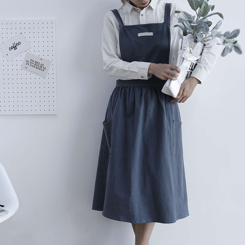 Japanese 2020 new style apron pure cotton simple home kitchen home and outside Nordic style fashionable outer wear cute