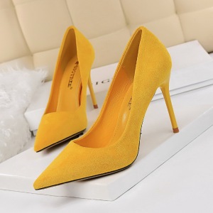 slim-heeled high-heeled suede shallow pointed high-heeled shoes