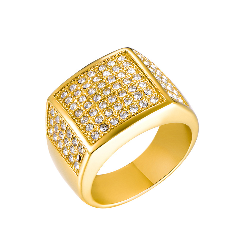 Nihaojewelry Mode Géométrique Plein Diamant Bague En Acier Inoxydable Bijoux En Gros display picture 1