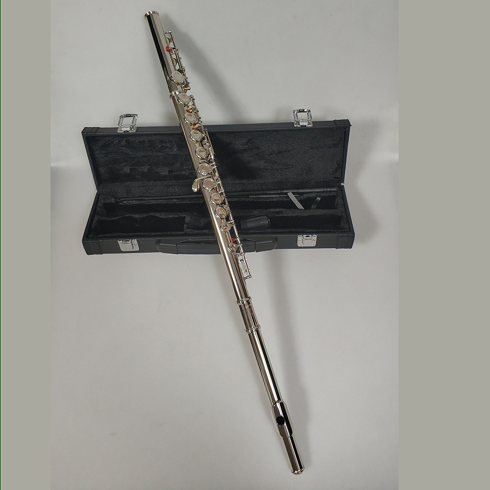 厂家批发16孔银色长笛E键镀镍C调长笛 学生初学考级演出笛子flute-阿里巴巴