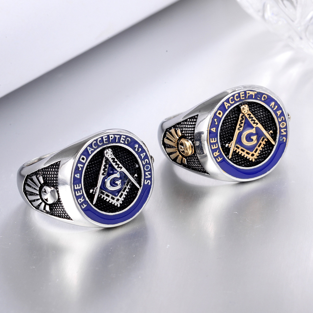 Street Occasion Titanium Steel Material Retro Letter Titanium Steel Polishing 18K Gold Plated Men'S Rings Men Signet Rings