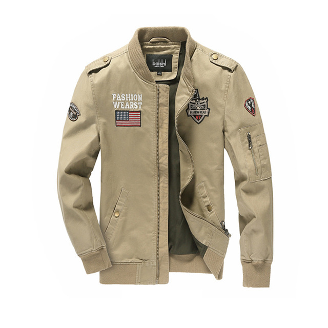 Men’s Embroidered Baseball lead air force flight pure cotton washed jacket coat in spring and Autumn