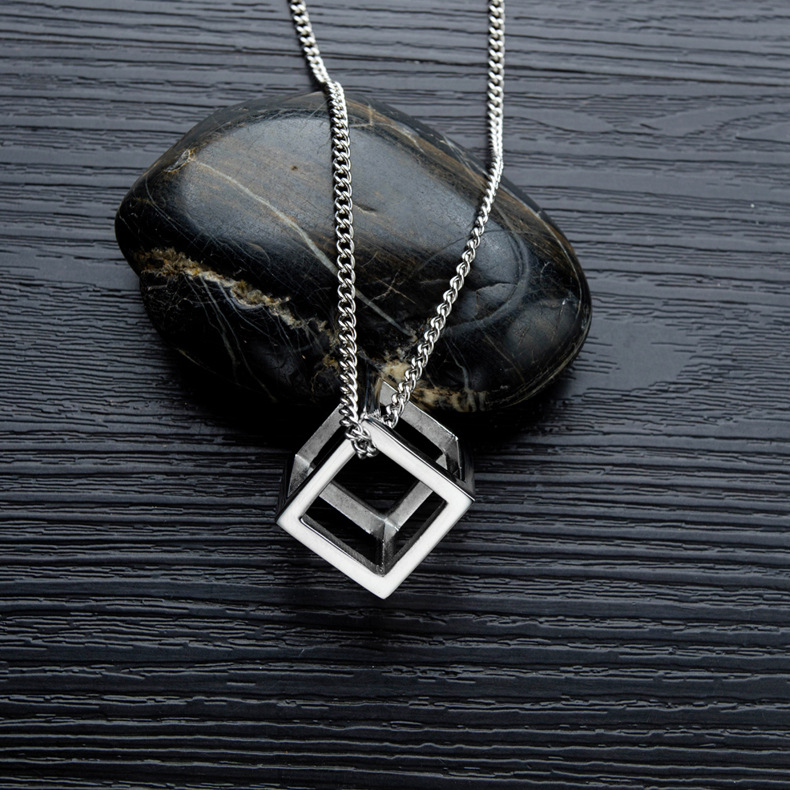 Three-dimensional Trendy Men's Necklace Retro Hollow Pendant Titanium Steel Necklace display picture 5