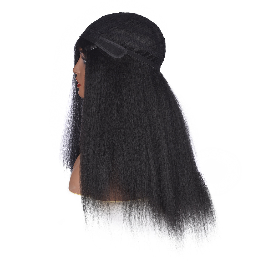 Syntetisk paryk silke fluffy eksplosiv lang krøllet let buet paryk pandebånd_voghion.com