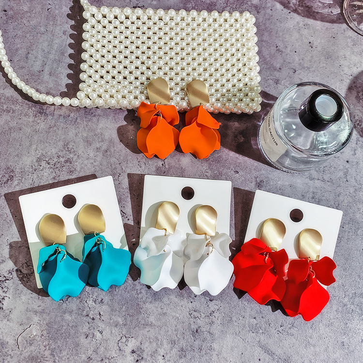 9g Weight 925 Sterling Silver Ear Needle Material Korean Fashion Geometric Rose Flower Exaggerated Long Alloy Earrings