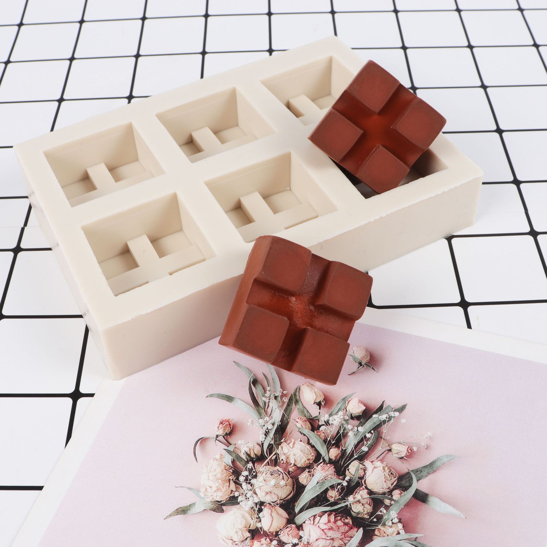 Azúcar marrón molde de silicona molde cuadrado de la torta resistente a altas temperaturas caramelo de azúcar marrón yogur azúcar menta jengibre herramienta para hornear dulces