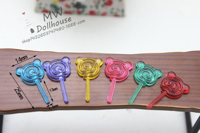 52DOLLHOUSE 娃娃屋配件模型微縮食玩場景迷妳棒棒糖純色透明D342