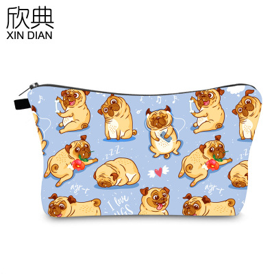 Europe and America Best Sellers Digital printing Cartoon dog lady Cosmetic clutch bag Storage bag multi-function travel Wash bag