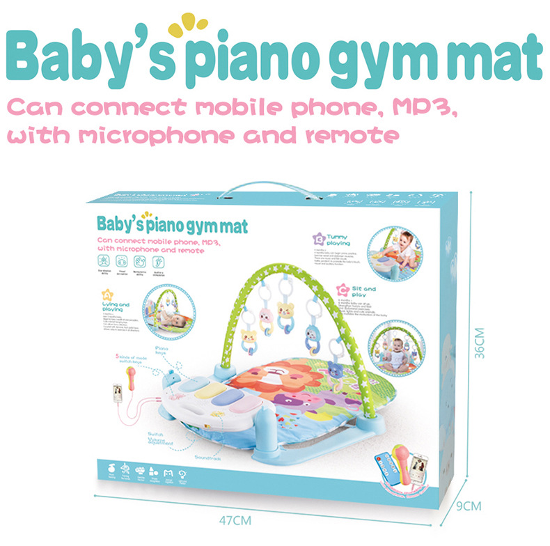 2022新款婴儿脚踏琴爬爬垫游戏垫琴话筒数据线儿童健身架详情图2