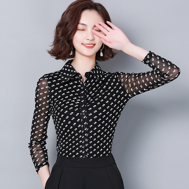 Spring and Autumn 2009 New shirt jacket long sleeve Lapel net yarn body-building wave point mother loaded elastic middle