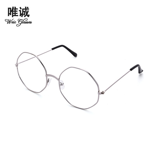 Flat glasses new Korean style trendy metal glasses frame literary retro personality octagonal polygon flat glasses