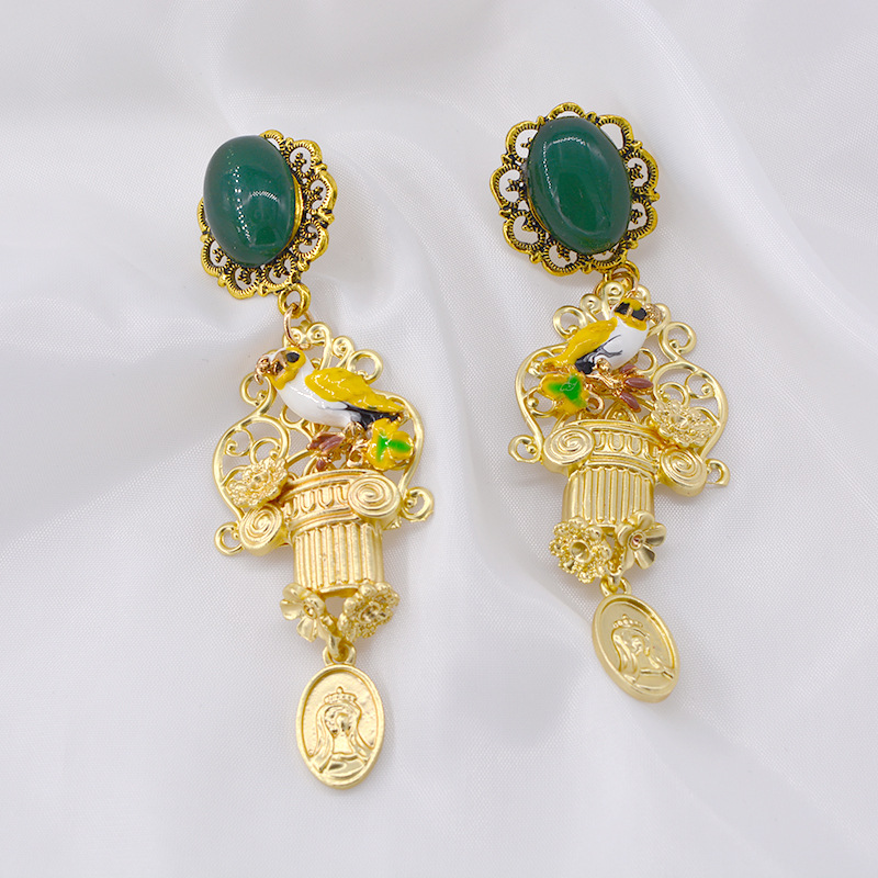 Earrings Wholesale Fashion Exaggerated Retro Angel Flower Diamond Earrings display picture 5