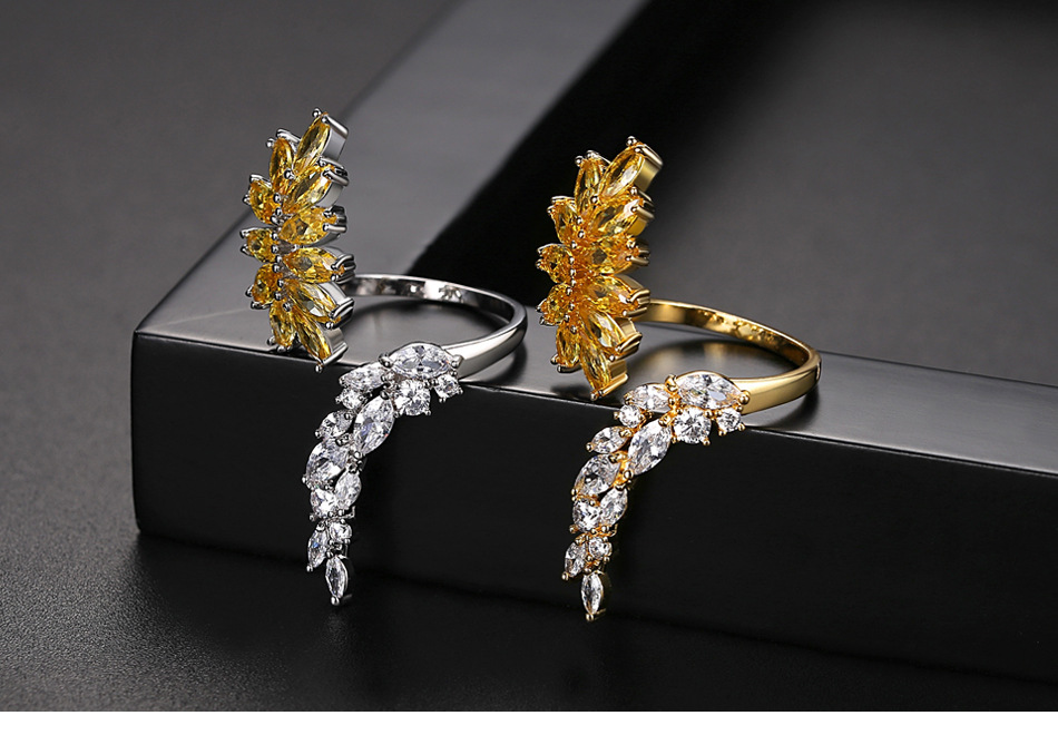 Jinse Shou Xiang Ring Kreativer Neuer Europäischer Und Amerikanischer Grenz Überschreiten Der Damen-eröffnungs Ring Mode Bankett Kupfer Eingelegter Zirkonium Ring display picture 2