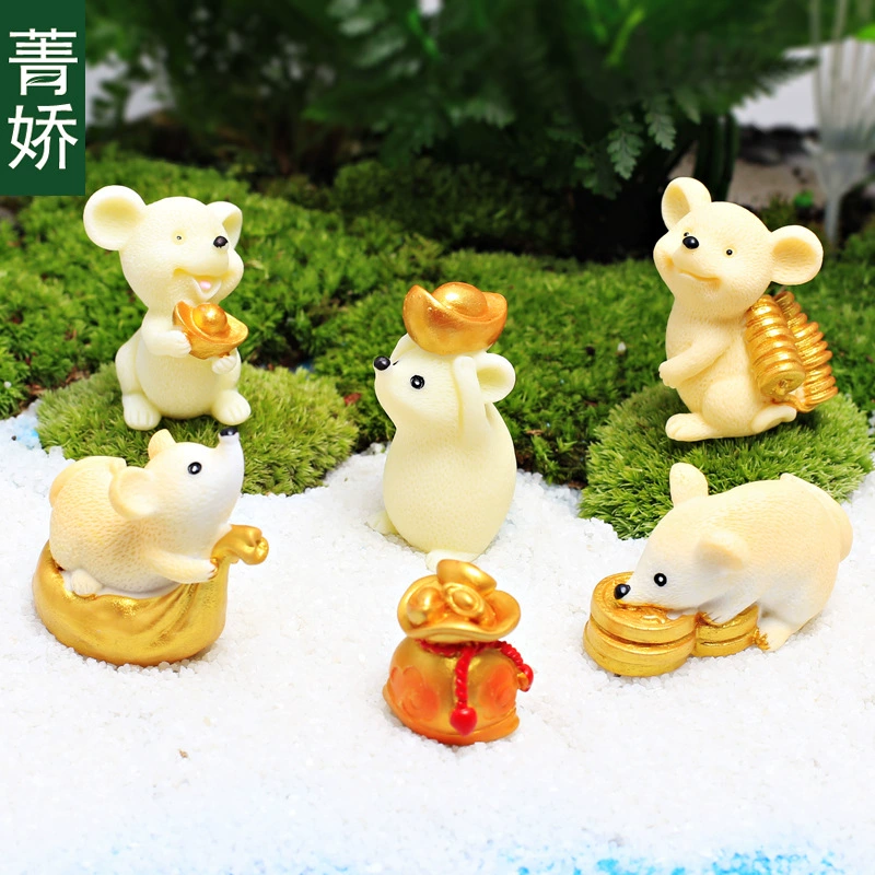Цзин Цзяо Новый год мышь фестиваль микро пейзаж DIY Материал Сочетание Моделирование украшения маленькие растения в горшке украшения