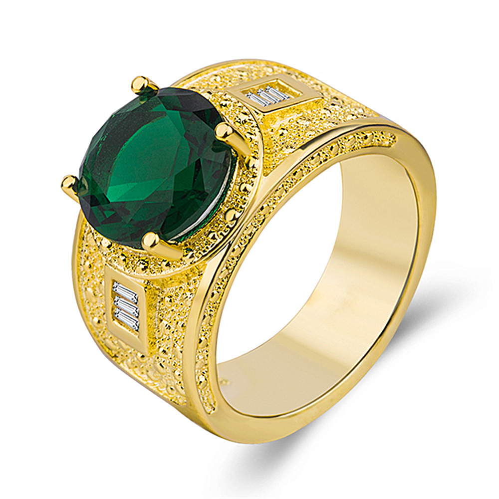 hot selling fashion style foreign trade supply trendy big men's ring jewelry gold plated zircon ring direct sales_ipsvogv.com