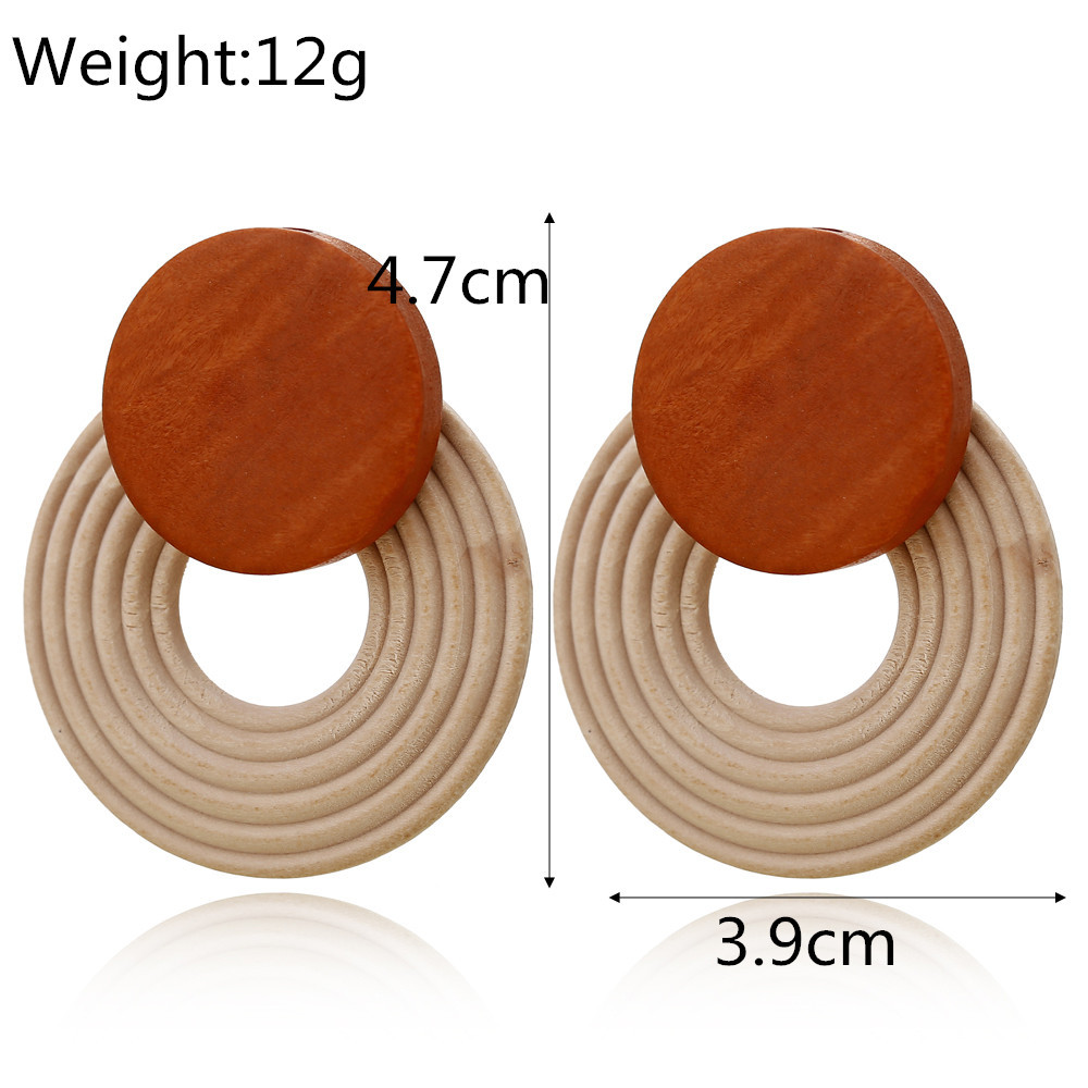 Fashion Circle Wooden Earrings display picture 1