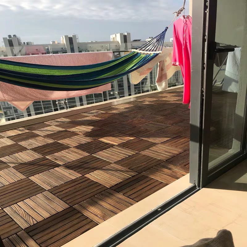 Anticorrosive wood floor Carbonize solid wood Sun room courtyard outdoors outdoor Terrace sauna balcony Villa board