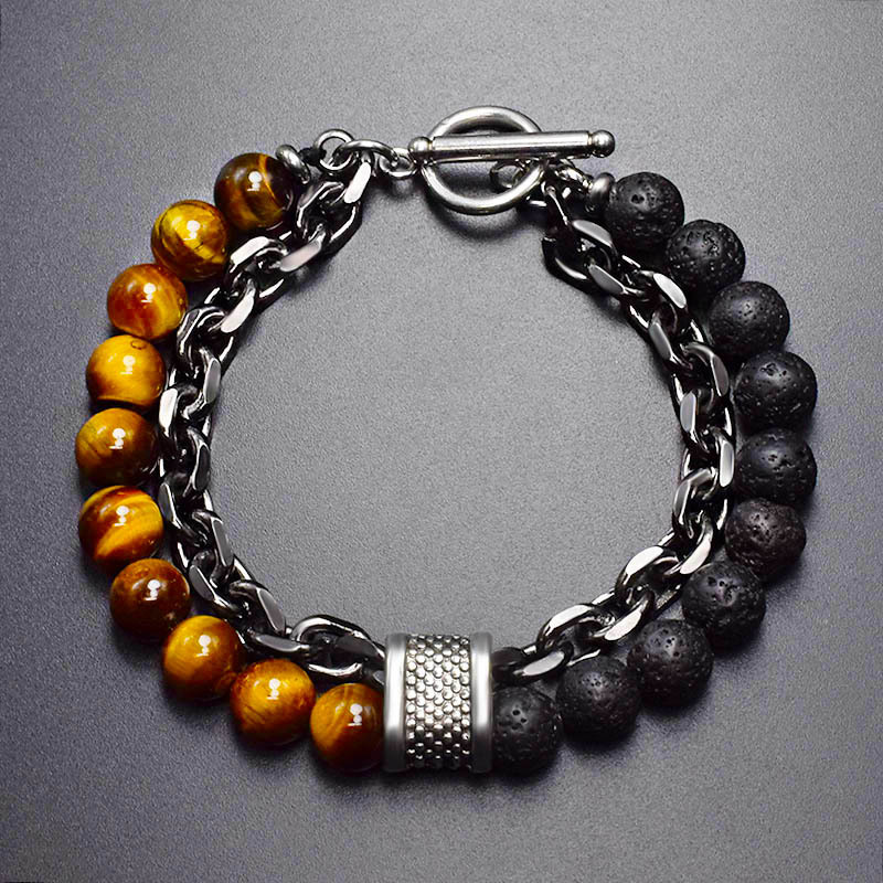 Bracelets Pour Hommes En Perles Géométriques En Métal De Mode display picture 5