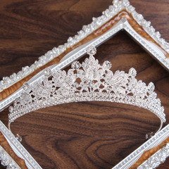 Korean simple bridal small crown, alloy inlaid rhinestone leaf hair accessories, headband, wedding headdress accessories wholesale