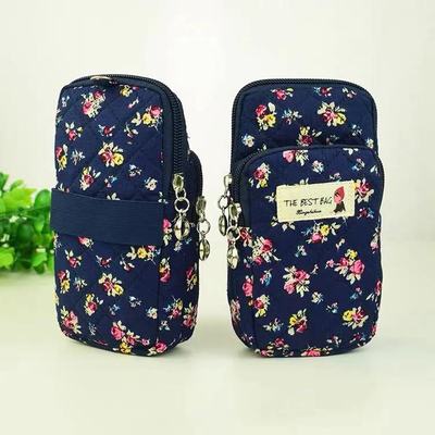 韩时尚棉布大屏幕手机包妈咪逛街钥匙零钱卡包碎花竖款手腕包批发