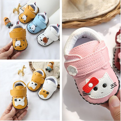 Hansheng baby shoes 0-1 years old spring and autumn rubber sole non-slip toddler shoes soft sole male and female baby cartoon non-falling shoes