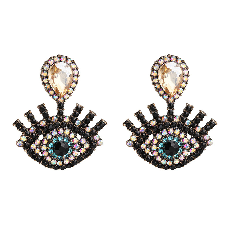 52915 Nouveau Personnalisé Creative Diamant Européen Et Américain Célèbre Oeil Exagérée Gland Boucles D'oreilles Boucles D'oreilles Oeil De Diable display picture 4