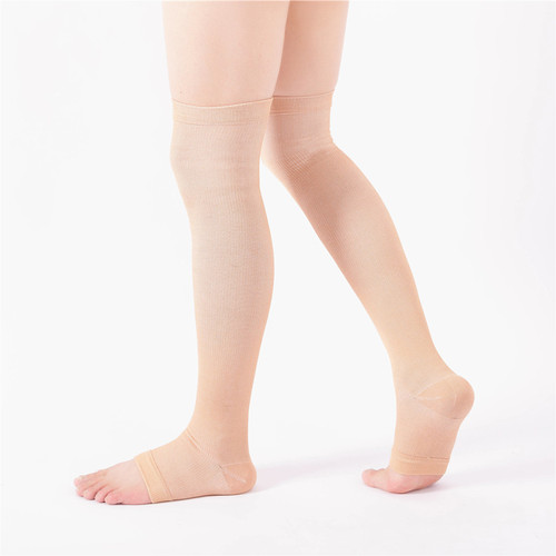Spring and autumn over-the-knee long leg tights for men and women, sports open-toe pressure socks, nylon socks, manufacturer wholesale, anti-flexion and stretch
