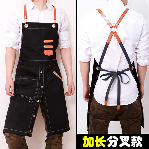 Hairstylist apron printed denim cafe milk tea shop barber men's and women's restaurant work clothes custom printed logo