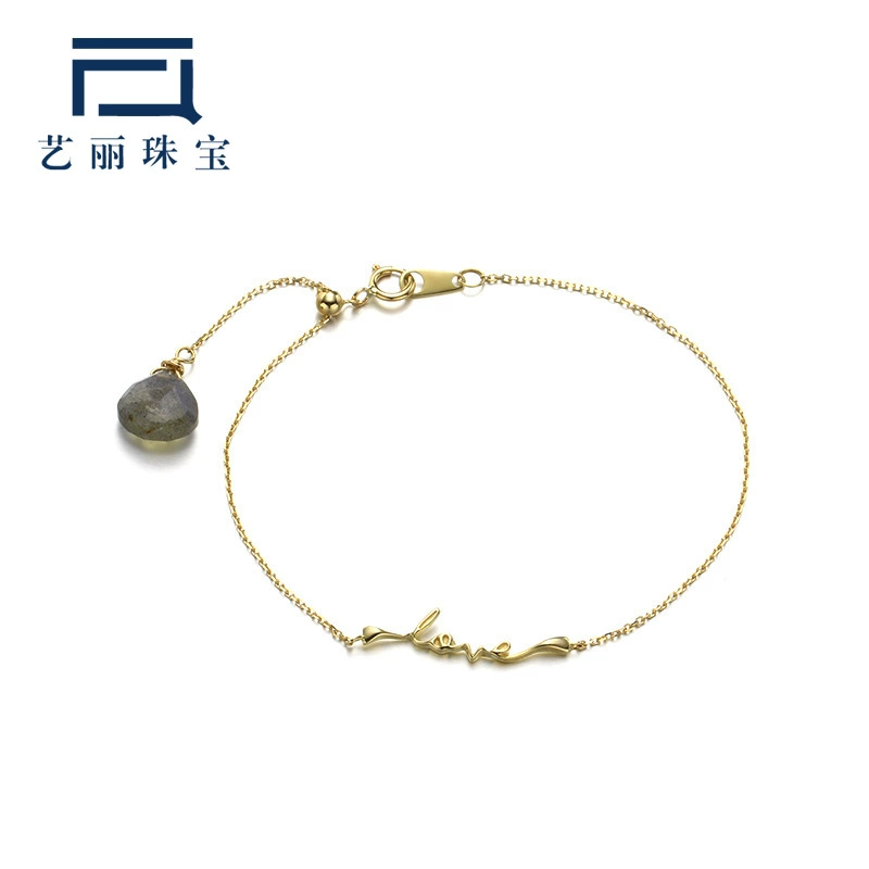 Yili Jewelry 9K Gold LOVE Браслет Простой универсальный браслет Женский золотой браслет в Корейском стиле Новый продукт