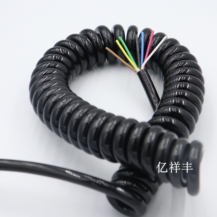 10芯黑亮弹簧线十芯0.3平方螺旋伸缩弹簧电缆线 弹弓曲线