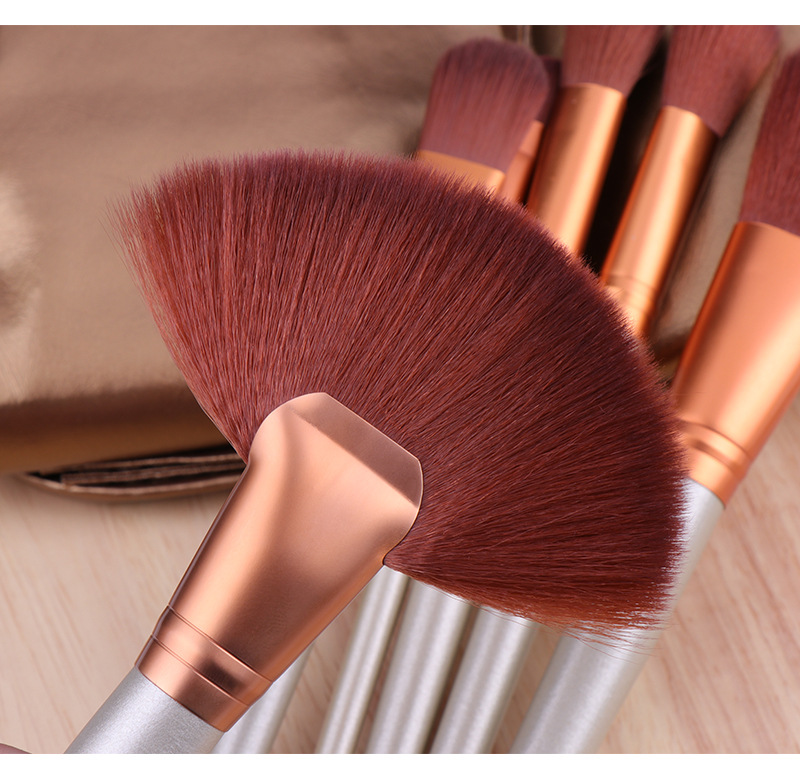 Fashion Solid Color Handle Makeup Brush Set Portable Storage Bag Wholesale Nihaojewelry display picture 3