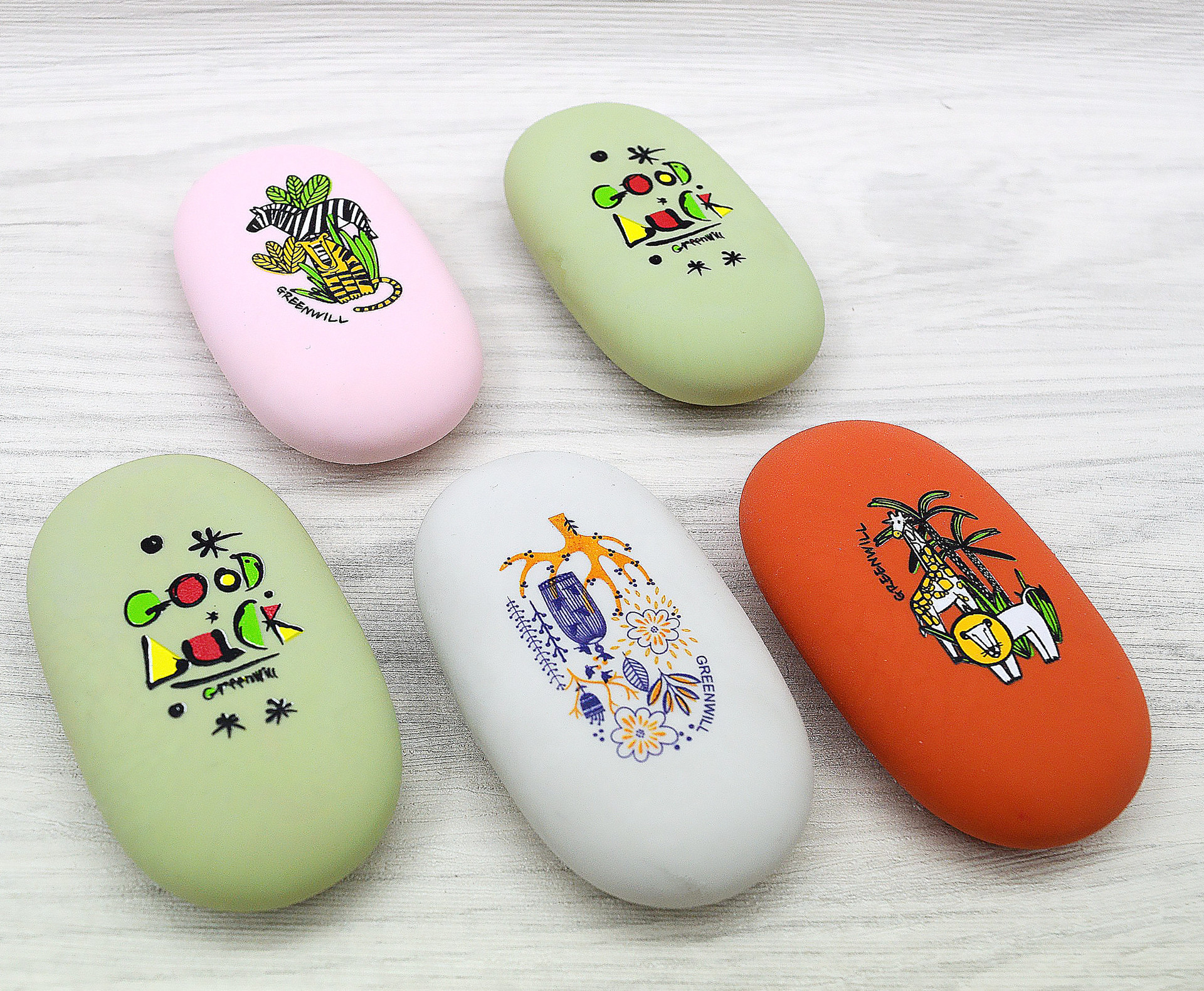 Borradores creativos de piedras de cauce en forma de borradores al por mayor procesamiento personalizado papelería para estudiantes de primaria