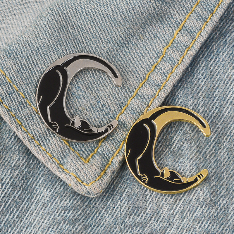 Cartoon Style Moon Cat Alloy Enamel Women's Brooches display picture 4