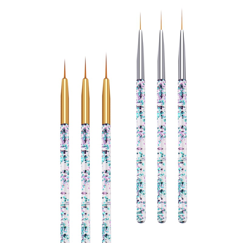 Pluma de dibujo de uñas transfronteriza 3 piezas pluma de acrílico de lentejuelas transparente varilla dibujo pluma pintura pluma dibujo pluma