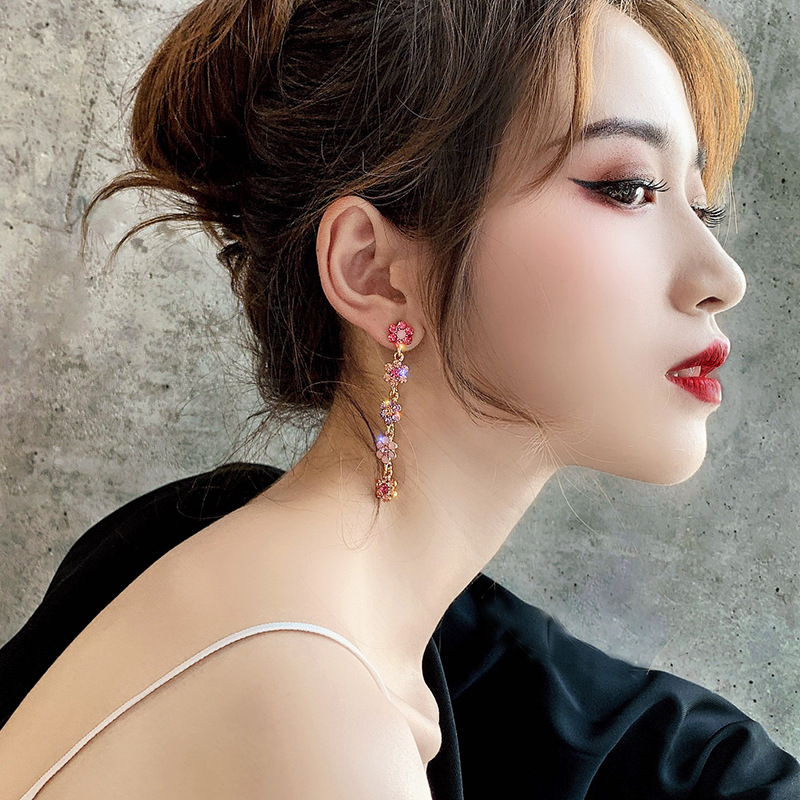 Elegant Lady Flower Alloy Inlay Artificial Gemstones Women's Drop Earrings display picture 2