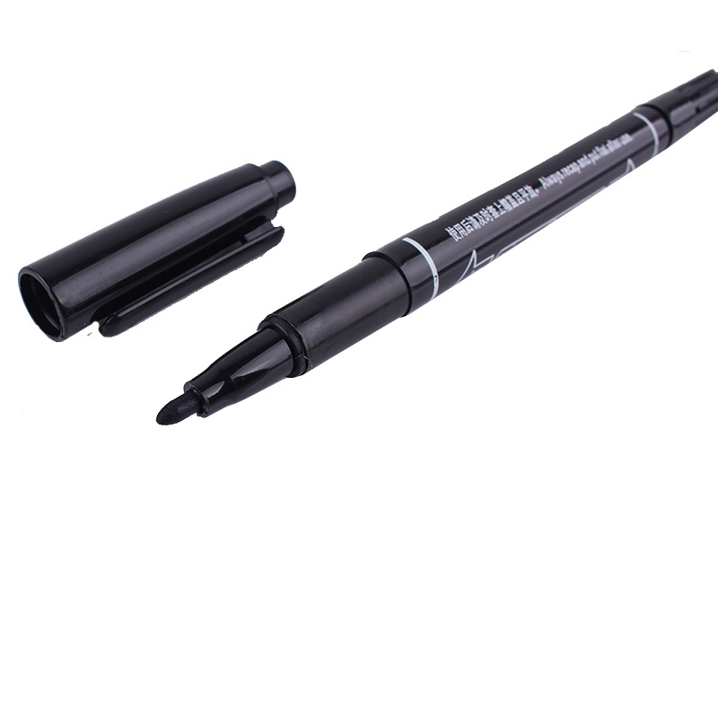 1 pequeño marcador rojo negro aceitoso de doble cabeza marca de pintura el grosor de la línea de gancho no se desvanece de secado rápido borde de gancho impermeable