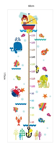 Wall sticker manufacturer wholesale new kitten fishing height sticker children's room bedroom removable height wall sticker XH9268